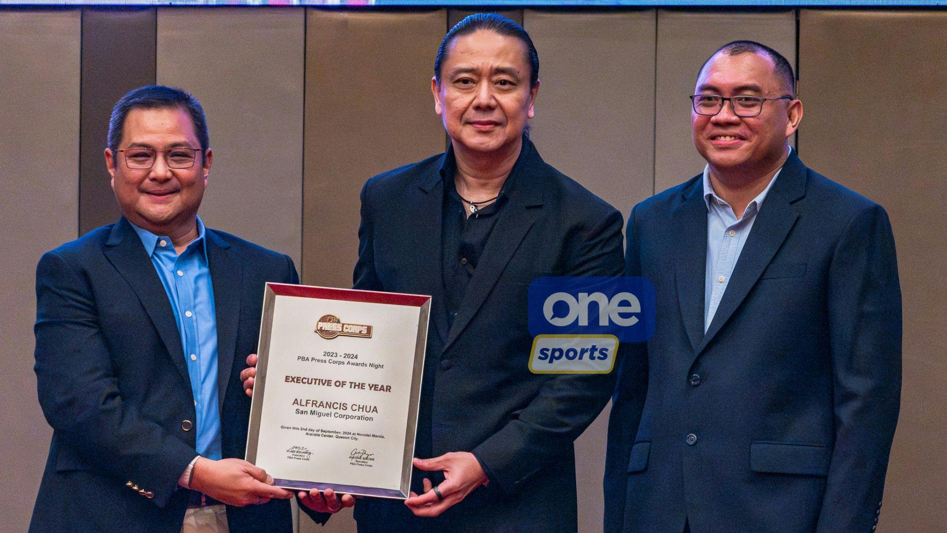 Alfrancis Chua, Robert Jaworski honored in PBA Press Corps Awards Night